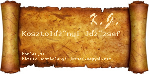 Kosztolányi József névjegykártya